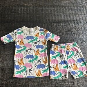 Hanna Anderson Colorful Animal Print Kids Organic Pajamas 6-7